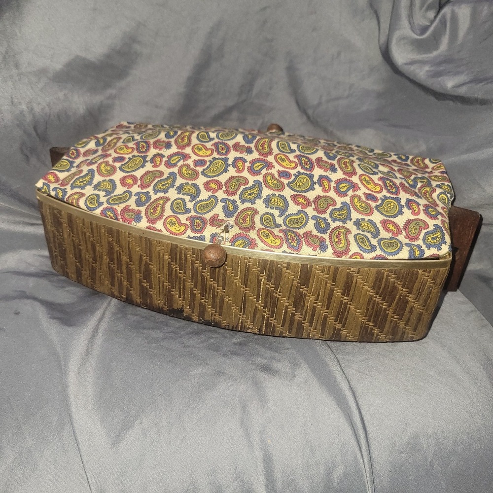 Vtg MCM Salton Electric Roll & Bread Warmer Hot Tray Basket Paisley Cover 1960s